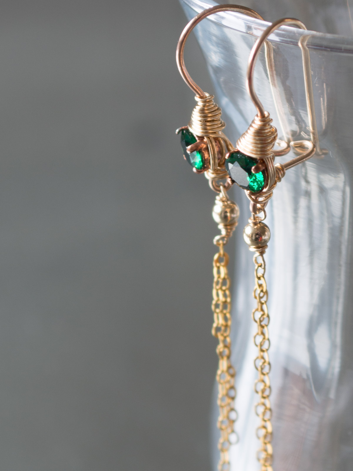 earrings Dew green crystal